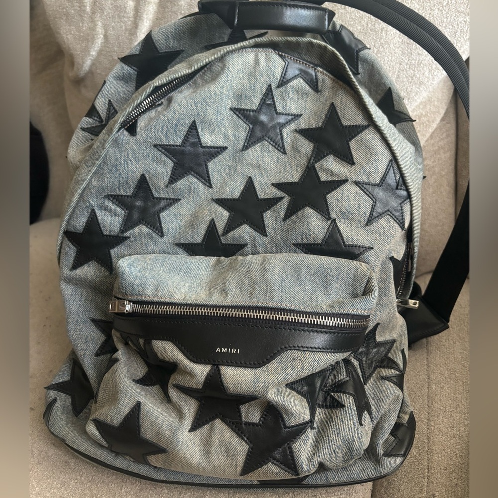 AMIRI Black Star Denim Backpack